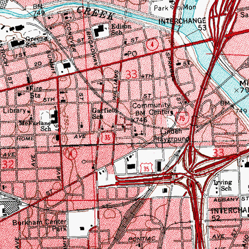 Topographic Map of Home Avenue First Church of God, OH