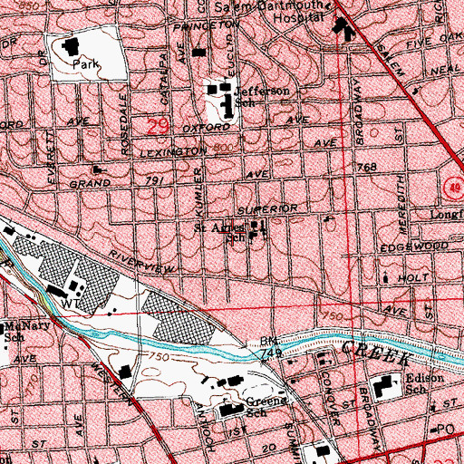 Topographic Map of Rubicon Missionary Baptist Church, OH