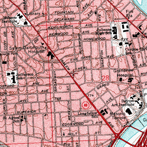Topographic Map of First Unitarian Church, OH