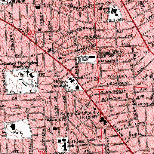 Topographic Map of Dayton View Branch Library, OH