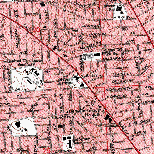 Topographic Map of First United Methodist Church, OH
