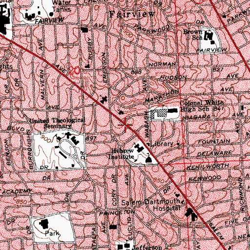 Topographic Map of Shomrei Emunah Synagogue, OH