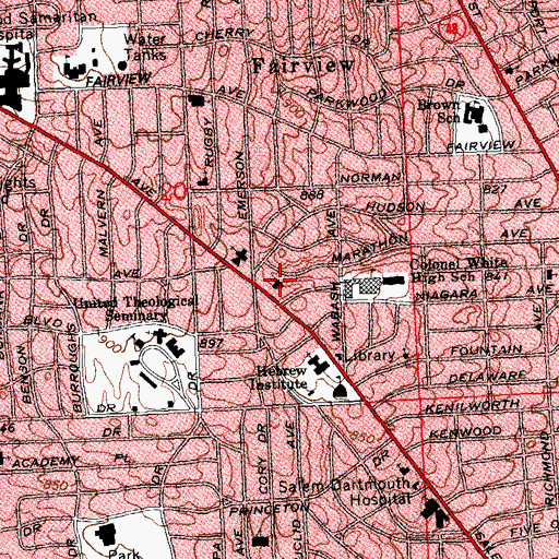 Topographic Map of Mack Memorial Church of the Brethren, OH