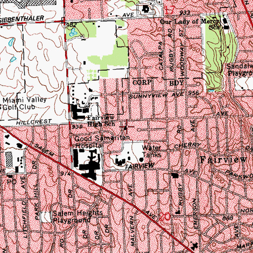 Topographic Map of Hillcrest Christian Church, OH