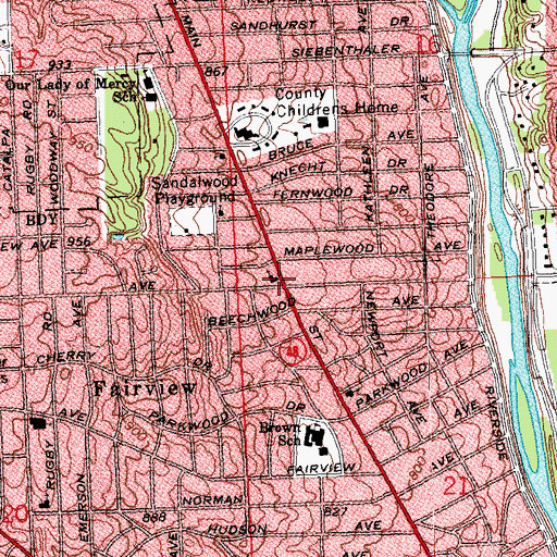 Topographic Map of Hillcrest Brethren Church, OH