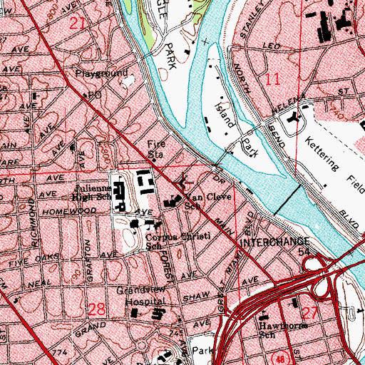 Topographic Map of Memorial Baptist Church, OH