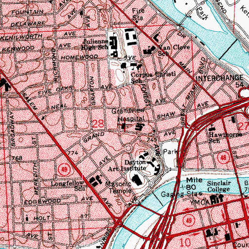 Topographic Map of Second Church of Christ Scientist, OH