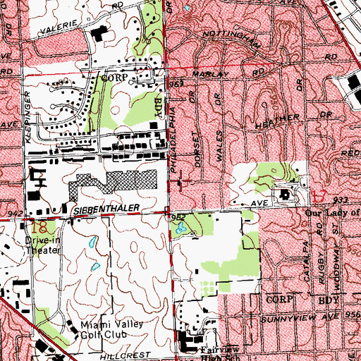 Topographic Map of Philadelphia Church of God, OH