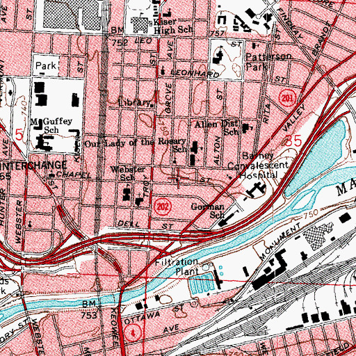 Topographic Map of Shady Grove Baptist Church of Christ, OH