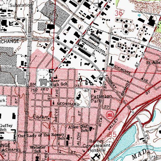 Topographic Map of North Dayton Baptist Church, OH