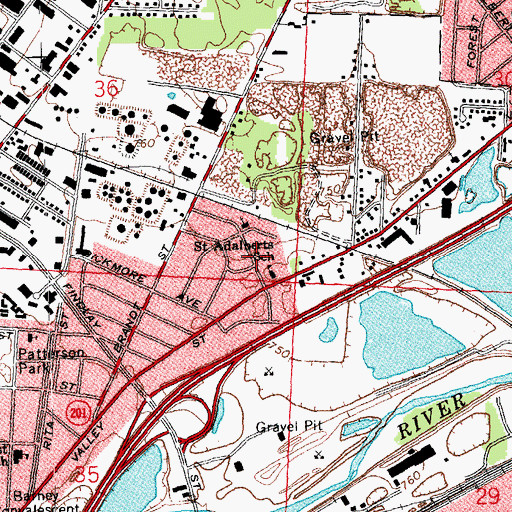 Topographic Map of Saint Adalberts Catholic Church, OH
