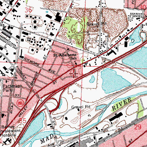 Topographic Map of Valley Temple Church of God, OH