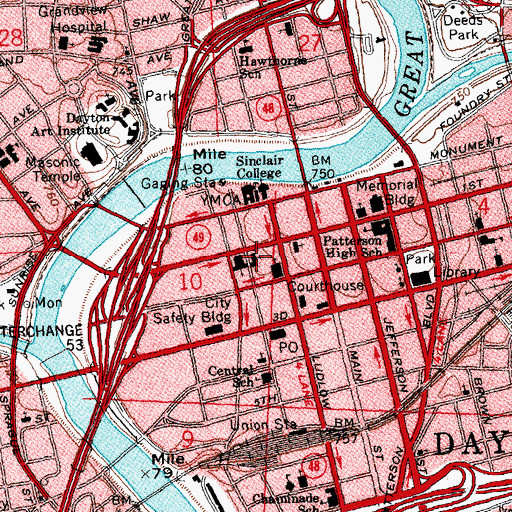 Topographic Map of First Lutheran Church, OH