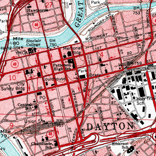 Topographic Map of First Church of Religious Science, OH