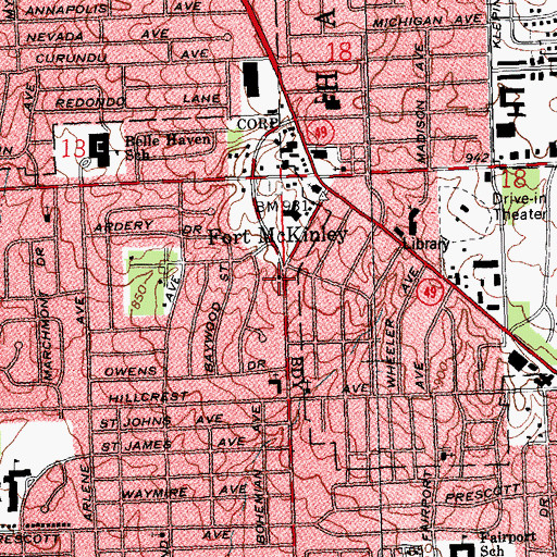 Topographic Map of New Gettysburg Baptist Church, OH