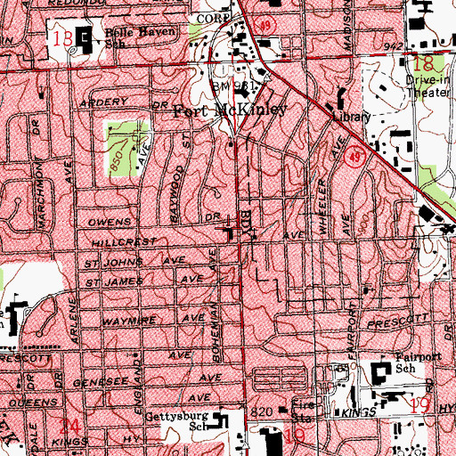 Topographic Map of Peoples Community Christian Methodist Episcopal Church, OH