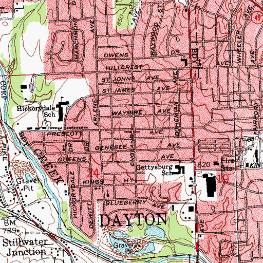 Topographic Map of Prescott Avenue United Brethren in Christ Church, OH