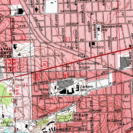 Topographic Map of Mount Calvary Baptist Church, OH
