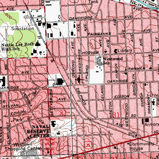 Topographic Map of Westwood Lutheran Church, OH