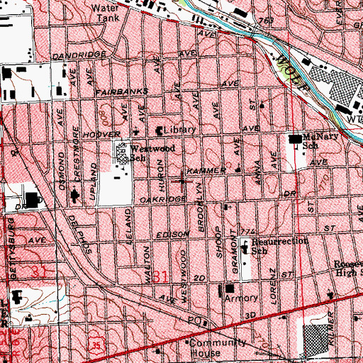 Topographic Map of Harris Memorial Christian Methodist Episcopal Church, OH
