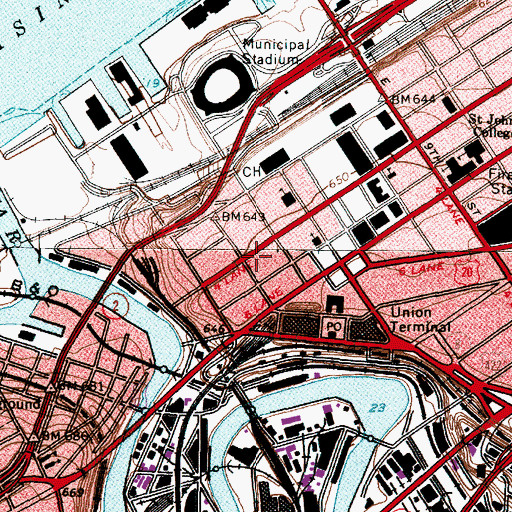 Topographic Map of Academy of Music (historical), OH