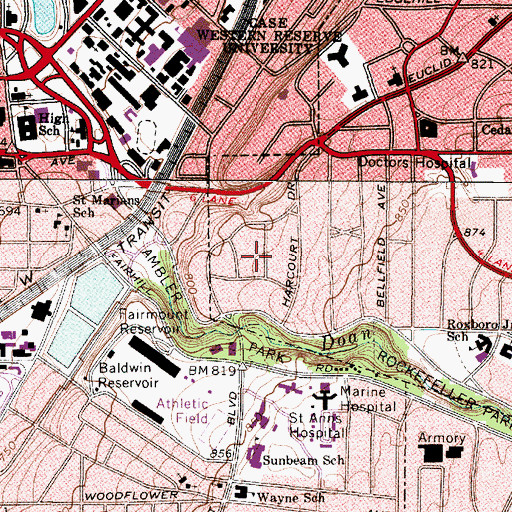 Topographic Map of Ambler Heights, OH