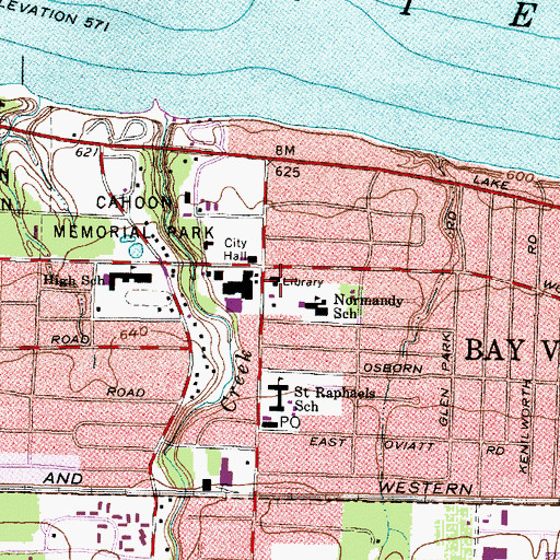 Topographic Map of Bay Village Branch Library, OH