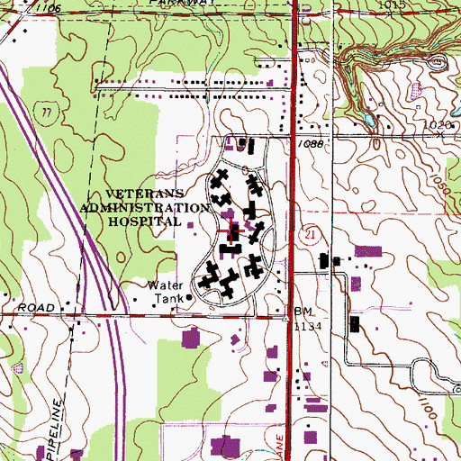 Topographic Map of Brecksville Veterans Administration Hospital, OH