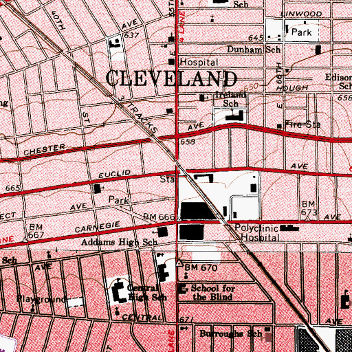 Topographic Map of Brooks School for Young Ladies and Misses (historical), OH