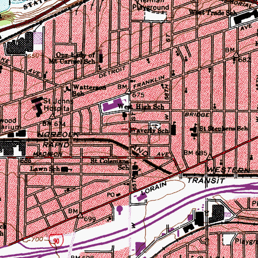 Topographic Map of Calvary Reformed Church, OH