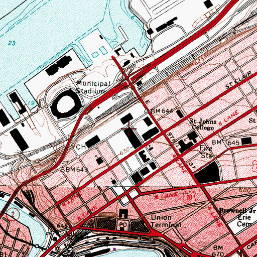 Topographic Map of Central Armory (historical), OH