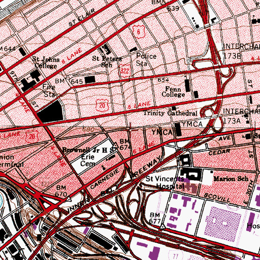 Topographic Map of Christ Methodist Episcopal Church (historical), OH