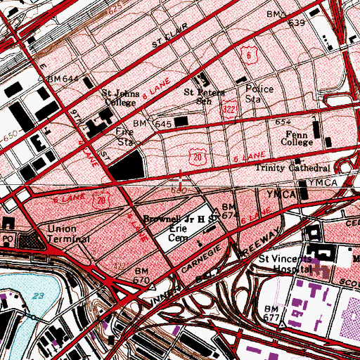 Topographic Map of Cleveland Academy (historical), OH