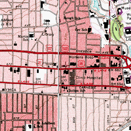 Topographic Map of Cleveland Health Education Museum, OH