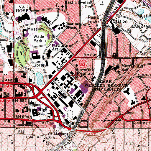 Topographic Map of Cleveland Health Sciences Library, OH