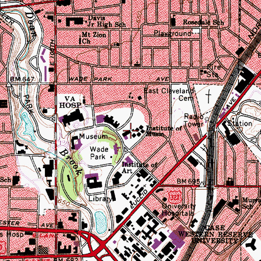 Topographic Map of Cleveland Institute of Music, OH