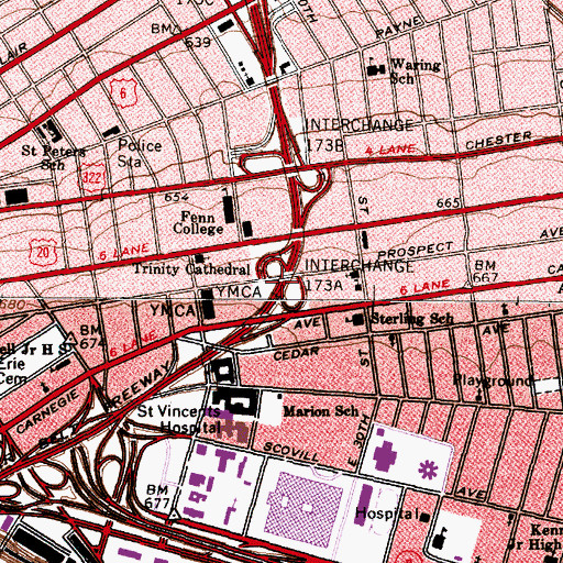 Topographic Map of Cleveland Lutheran High School (historical), OH