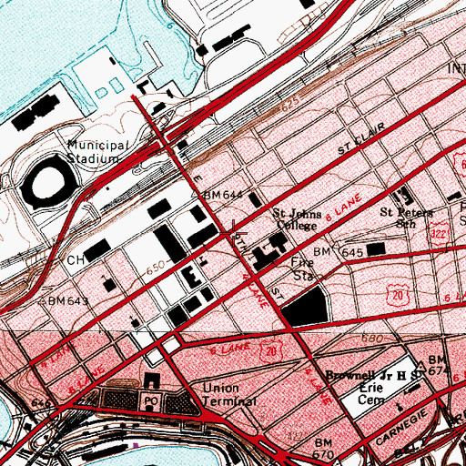 Topographic Map of Cleveland Medical College (historical), OH