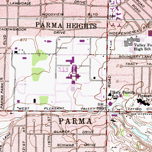 Topographic Map of Crile Hospital (historical), OH