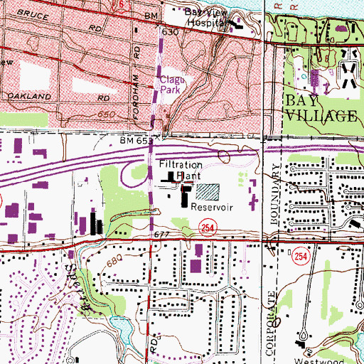 Topographic Map of Crown Water Filtration and Pump Station, OH