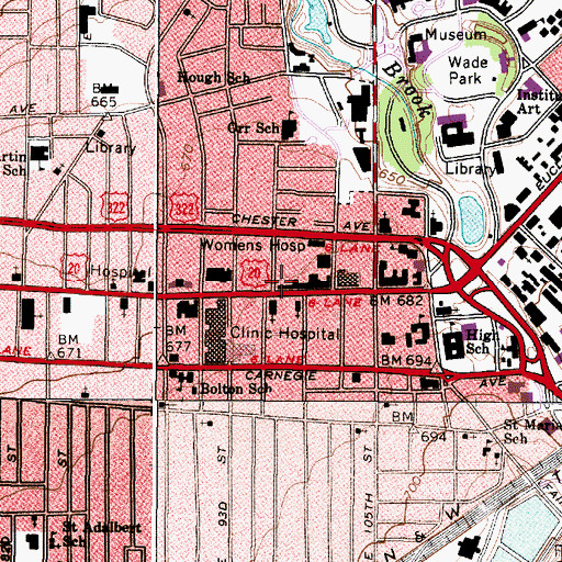 Topographic Map of East End Baptist Church (historical), OH
