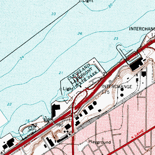 Topographic Map of East 55th Street Marina, OH