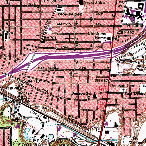 Topographic Map of Emmaus Lutheran Church (historical), OH
