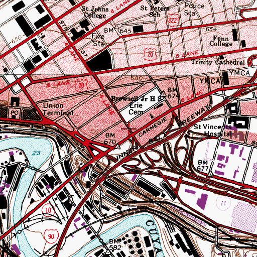 Topographic Map of Erie Street Methodist Episcopal Church (historical), OH