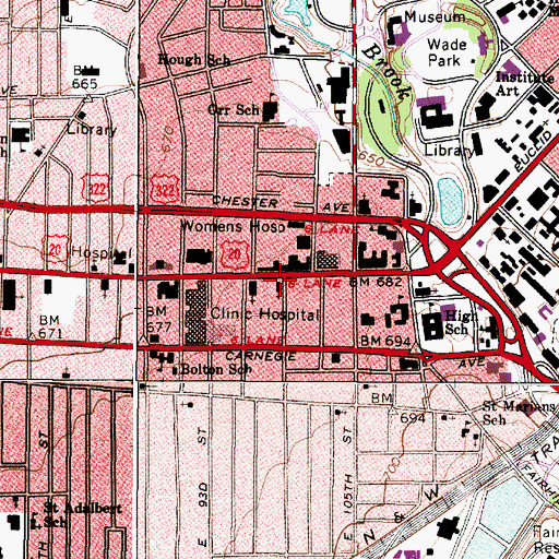 Topographic Map of Euclid Avenue Christian Church (historical), OH