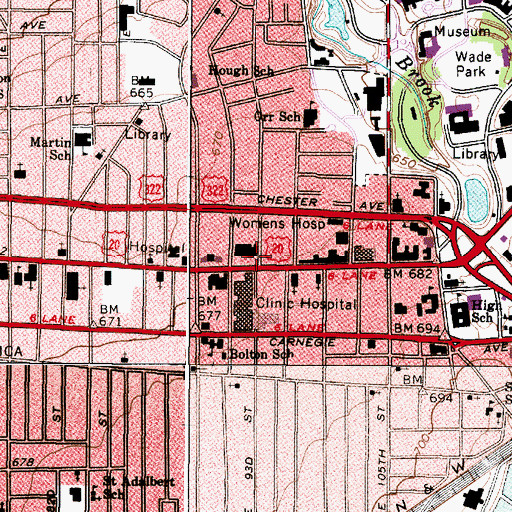 Topographic Map of Euclid Avenue Methodist Episcopal Church (historical), OH