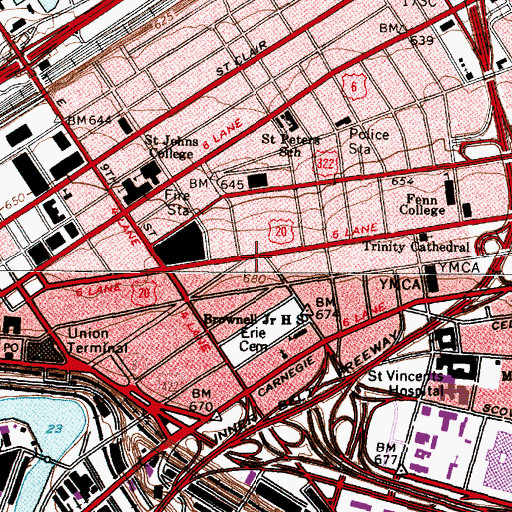 Topographic Map of Euclid Street Presbyterian Church (historical), OH