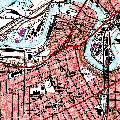 Topographic Map of First Congregational Church (historical), OH