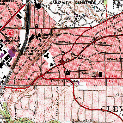 Topographic Map of First English Lutheran Church (historical), OH