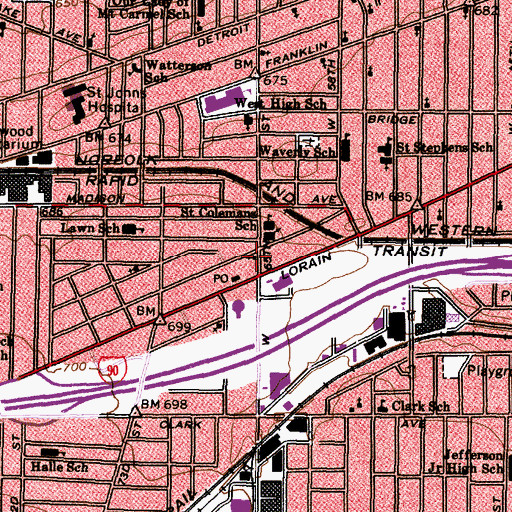 Topographic Map of Grace Congregational Church (historical), OH